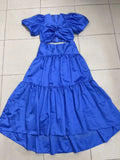 runhufu Bubble Bubble Sleeve Short Sleeve Back Single Buckle Kinesion Wrapped Blouse + High Waist Half-Dress Skirt Suit