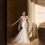 Wedding Dress 2025 Summer New One-Word Wedding Dress Skirt Disassembly Lace Tail Wedding Dress