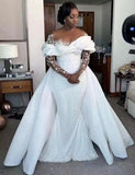 New Wedding Dress Pure White African Bride Wedding Mermaid Wedding Dress Fishtail Skirt Removable Tail