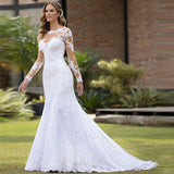 Wedding Fish Tail 2025 New Dress European-Style Long-Sleeved Spillback Wedding Banquet Exclusive