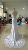 French Word Shoulder-Scuffless Lace Lace Light Wedding Dress Temperament Retro Simple Welcome Small Tail Yarn