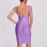 runhufu Bandage Dress Sexy V-Neck Dress Bare Back Tight Banquet Evening Dress Bag Hip Dress New