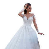 Wedding V-Neck 2025 New Big Tailed Wedding Dress Retro Sexy Tulle Long-Sleeved Wedding Dress