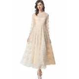 runhufu Perspective Heavy Industry Lily Long-Sleeved Princess Dress Net Yarn Dress New Women's Summer Autumn 2024