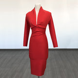 runhufu Deep V-Neck Fashion Trendy Long Sleeve Banded Dress With High-End Banquet Evening Dress