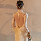 Main Light Wedding Dress 2025 New Female Small Tail Size Size Thin Simple Fish Tail Lace Back Travel Shot