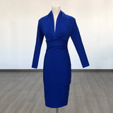 runhufu Deep V-Neck Fashion Trendy Long Sleeve Banded Dress With High-End Banquet Evening Dress