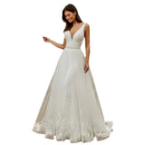 Sexy Deep V-Neck Wedding Dress Mori Bridal Bridal Bridal Tailing Wedding Dress 2025 New Simple Wind Summer