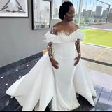 New Wedding Dress Pure White African Bride Wedding Mermaid Wedding Dress Fishtail Skirt Removable Tail