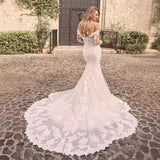 One-Word Shoulder Lace Light Wedding Dress Temperament Long-Sleeved Senior Sense Fishtail Yarn Niche Engagement Welcome Thin Dress