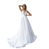 The Dingy Wedding Dress Is The New Summer 2025 New Bride Simple Deep V-Neck Dew Travel Shoot Small Tail Thin