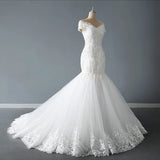 Summer New Wedding Dress Word Leakage Bridal Lace Repair Body With Snowflakes Tug Wedding Dress Supply