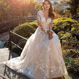 White Bridal Wedding Dress V-Neck Long-Sleeved Dress Closes The Waist Open Fork Long Skirt To Go Out To Greet The Evening Dress