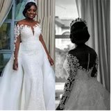 White Lace Wedding Dress Summer Long-Sleeved Adult Wedding Dress Dress Dress Dress Supply
