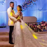 Wedding Dress 2025 New Shoulder Long-Sleeved Bride Wedding Fishtail Evening Dress Lace Wedding Dress