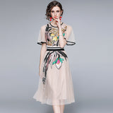 runhufu Collar Lotus Leaf Short Sleeve Heavy Industry Mesh Embroidery Flower Waist Swing Princess Style Dress 2025 Summer New