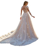 White Bridal Wedding Dress V-Neck Long-Sleeved Dress Closes The Waist Open Fork Long Skirt To Go Out To Greet The Evening Dress