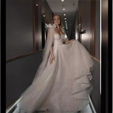 Wedding White Sexy Shoulder-To-Shoulder-Back Wedding Dress 2025 Summer New Temperament High-End Style Wedding Dress