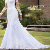 Wedding Fish Tail 2025 New Dress European-Style Long-Sleeved Spillback Wedding Banquet Exclusive