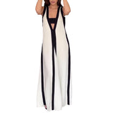 runhufu Women's Summer Sexy V-Neck Wide Shoulder Collsion Casual Dress