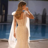 Wedding Dress 2025 Summer New One-Word Wedding Dress Skirt Disassembly Lace Tail Wedding Dress