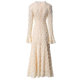 runhufu Industry Three-Dimensional Plate Flower Collar Horn Long-Sleeved Retro Princess Dress Dress Women's New Spring And Summer 2025