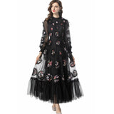 runhufu Industry Lily Three-Dimensional Lace Collar Long-Sleeved Lotus Side Princess Dress New Women's Autumn And Winter 2024