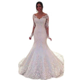 2025 New Wedding Dress Long-Sleeved Fishtail Deep V-Neck Sexy Small Tailed Bag Hip Slimming Version Of The Wedding Dress