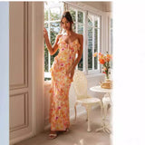 runhufu Summer New Women's Clothing Laminated V-Neck Lotus Leaf-Side Dress