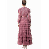 runhufu Industry Glide Sexy V-Neck Lotus Side Fluffy Long Dress Dress Dress Stand Women's Spring And Summer 2025