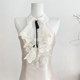 runhufu Luth's Same Thousand Gold Lace Hanging Neck Dress Female Summer Temperament Short Sleeveless Clame Skirt