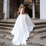 The Dingy Wedding Dress Is The New Summer 2025 New Bride Simple Deep V-Neck Dew Travel Shoot Small Tail Thin