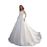 2025 Summer New Women's Long-Sleeved Shoulder Bridal Wedding Dress Dress Sexy