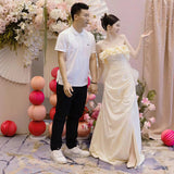 runhufu Light Wedding Dress 2024 New High-End Small And Small Mori Is Super Fairy Yarn Bosom Princess Style Engagement Dress