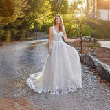 Long V-Neck Wedding Dress 2025 Summer New Temperament Elegant Simple Atmospheric Tail Strap