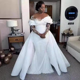New Wedding Dress Pure White African Bride Wedding Mermaid Wedding Dress Fishtail Skirt Removable Tail