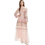 runhufu Industry Embroidery Lantern Sleeve Princess Powder Long Dress Dresses Autumn And Winter Women's New 2024