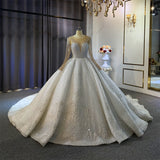 Hot Wedding Dresses Spring 2025 New Fashion Elegant Pearl Long-Sleeved Leet White Bridal Wedding Dress
