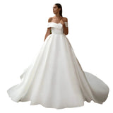 The Bride's Word Shoulder Wedding Dress Outside The Single-Sing Face To The Waist Of The Thin And Fluffy Wedding Dress Noble Breast