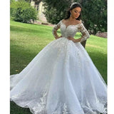 White Wedding Dress 2025 New Mid-Rise Long-Sleeved Lace French High-End One-Word Shoulder Drag Tail Wedding Dress Summer