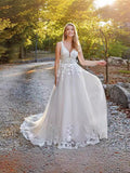Long V-Neck Wedding Dress 2025 Summer New Temperament Elegant Simple Atmospheric Tail Strap