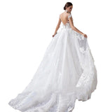 Drag-Tailed Lace Wedding Dress 2025 New Dream Round Collar Thin Fish White Bride Drag Tail Wedding Dress Two-Wearing Event Female