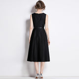runhufu New French Temperament Light Style Light Wind To The Waist Thin Fashion Long Sleeveless Dress