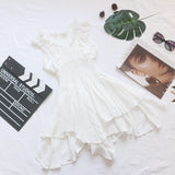 runhufu Luth's Same 2025 Women's New Folded Wood Ear Short Sleeves To The Waist Thin Cake Dress Under The Hem Skirt