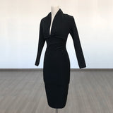 runhufu Deep V-Neck Fashion Trendy Long Sleeve Banded Dress With High-End Banquet Evening Dress