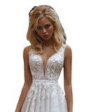 Theme Wedding Dress 2025 New Bridal French-Style Light Wedding Dress Super Fairy Perspective V-Neck Sexy Drag Tail Thin Wedding Dress