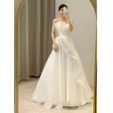 Brased Light Wedding Dress 2025 New Bridal French Light Luxury Travel Simple White Dress To Welcome The Fairy Spirit