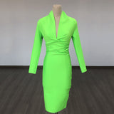 runhufu Deep V-Neck Fashion Trendy Long Sleeve Banded Dress With High-End Banquet Evening Dress