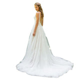 Shoulder Deep V Wedding Dresses 2025 Summer New Bride Size Shown Long Tail Lace Beach Yarn