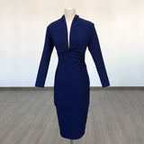 runhufu Deep V-Neck Fashion Trendy Long Sleeve Banded Dress With High-End Banquet Evening Dress